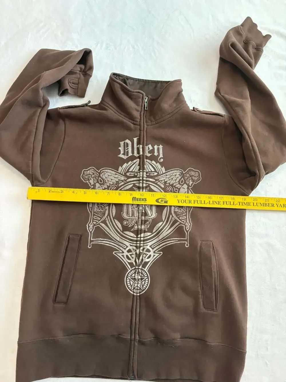 Obey Brown Graphic Zip-Up Mock Neck Jacket
